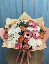 Букет цветов из:  Розы, Герберы и Хризантемы в Талдоме