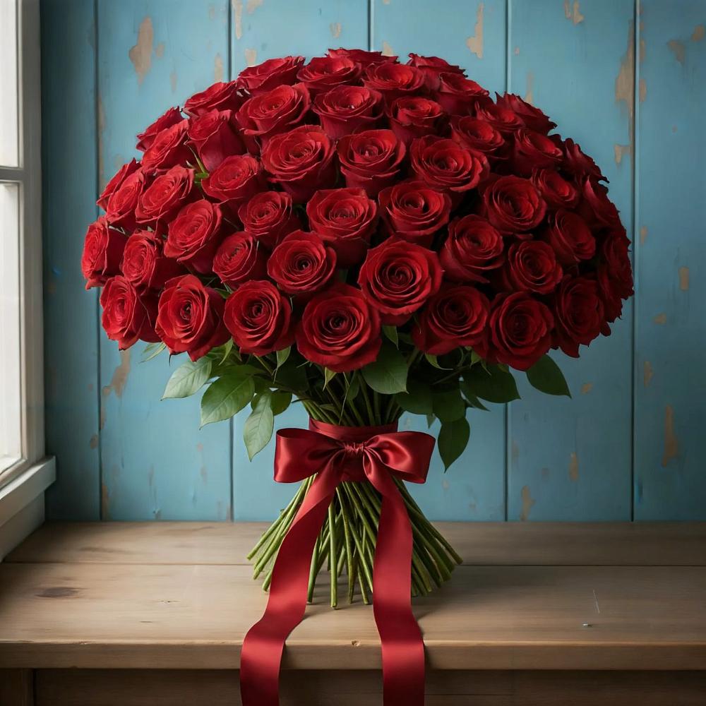 Букет Красные розы Блэк Меджик в Талдоме