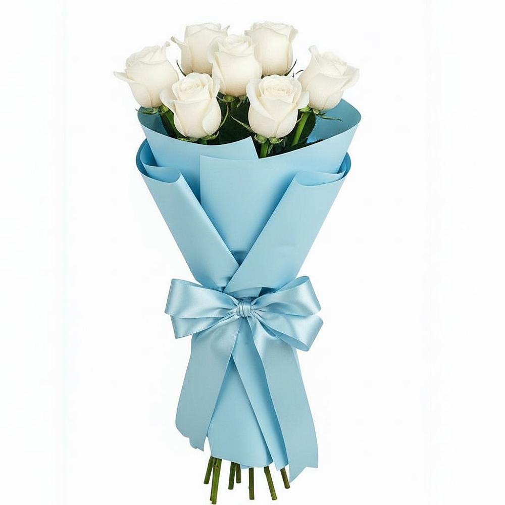Букет 7 белых роз Проуд в Талдоме