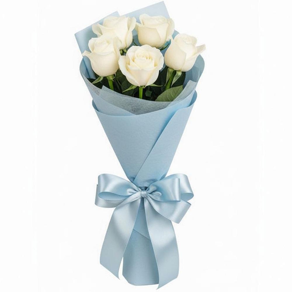 Букет 5 Белых роз Проуд в Талдоме