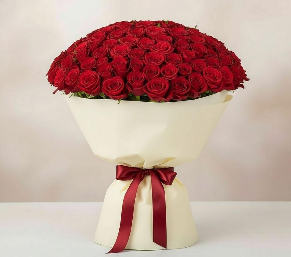 Букет 101 Красная роза Милано в Талдоме