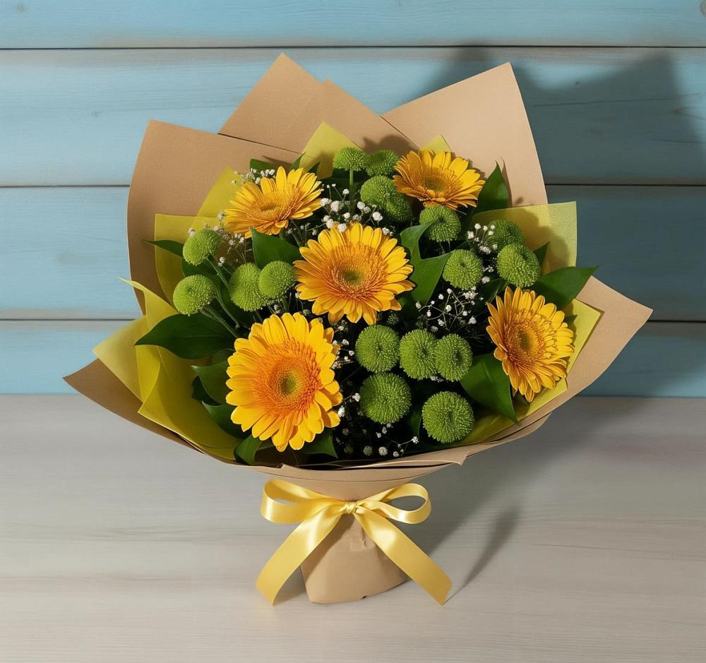 Букет цветов из: Герберы и Хризантемы в Талдоме