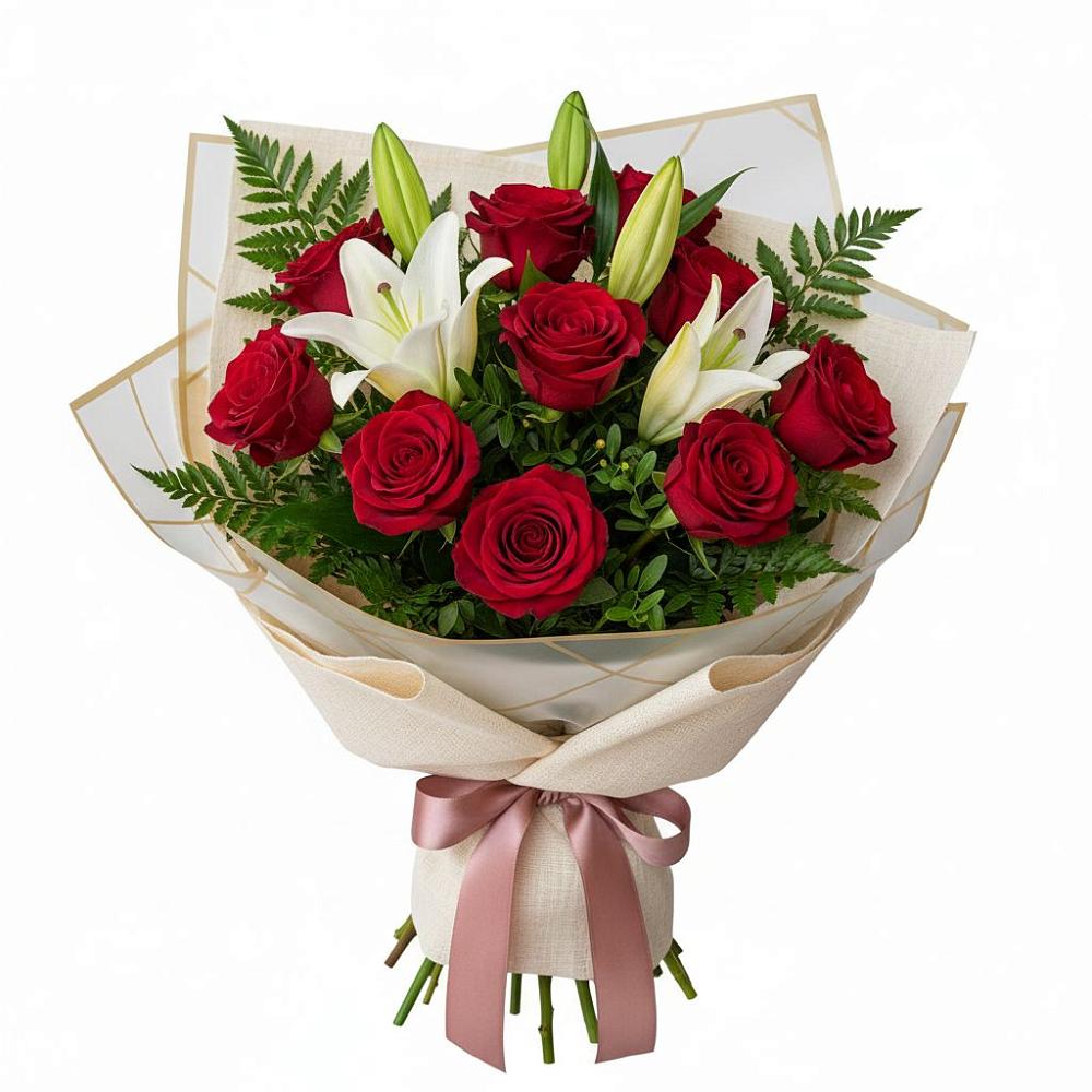 Букет цветов из: Лилии и Розы в Талдоме