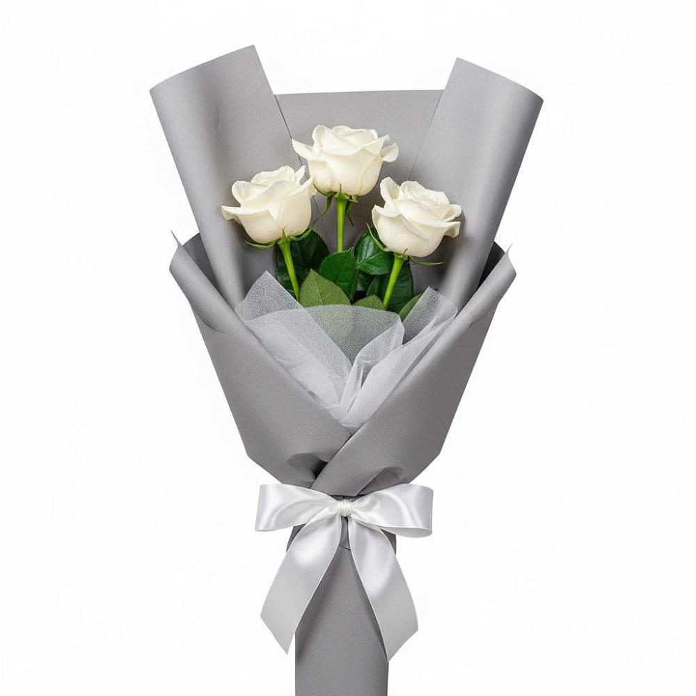 Букет 3 белые розы в Талдоме