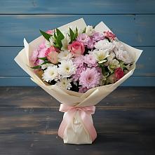 Букет цветов из:  Хризантемы, Альстромерии и Розы в Талдоме