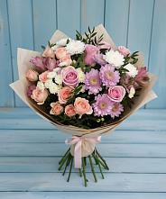 Букет цветов из:  Хризантемы, Розы и Альстромерии #REPLACE_PRED# Талдоме