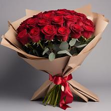 Букет 25 Красных роз Лотус в Талдоме