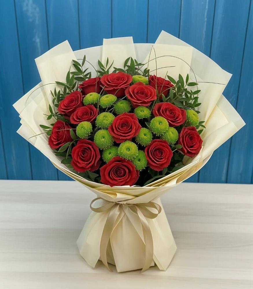 Букет цветов из: Розы и Хризантемы в Талдоме